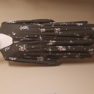 Torrid Olive Green Floral Mini  Gauze Tunic Dress